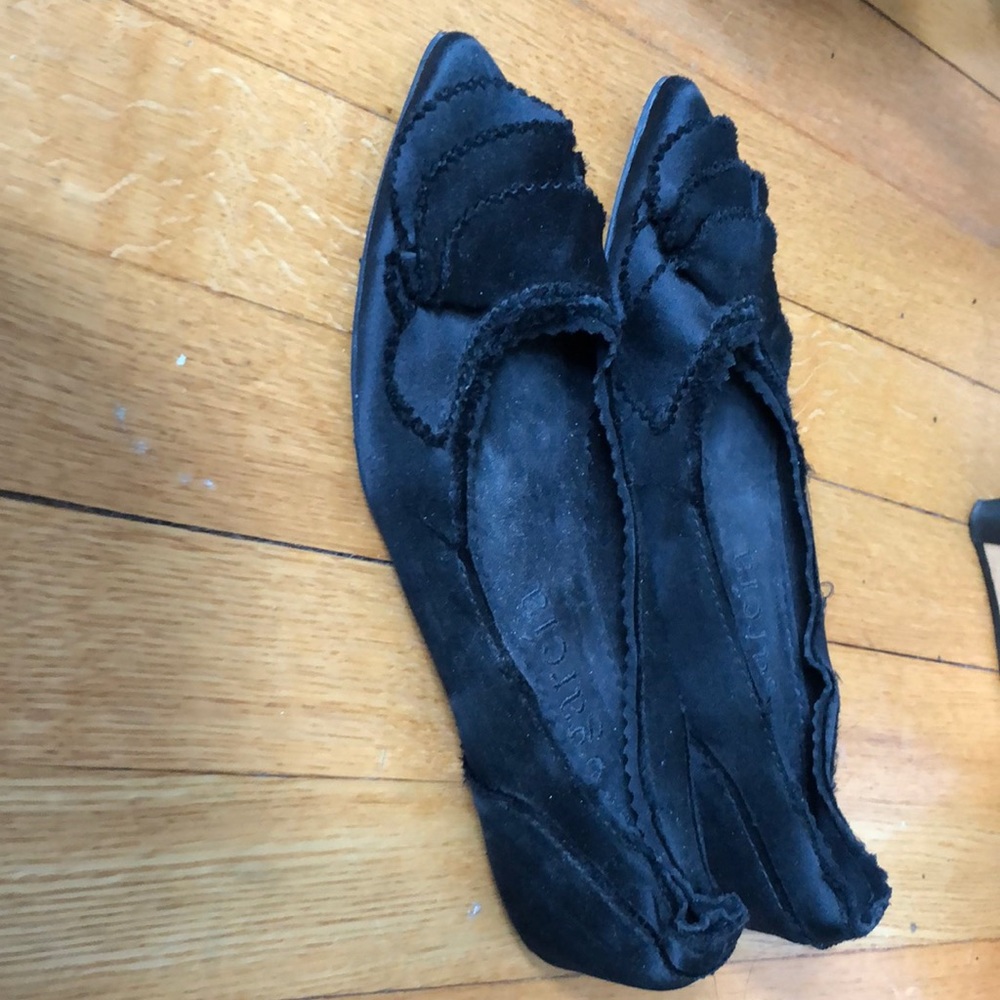 New Pedro Garcia black satin silk flats 37